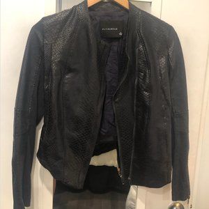 Snakeskin Print Leather Jacket